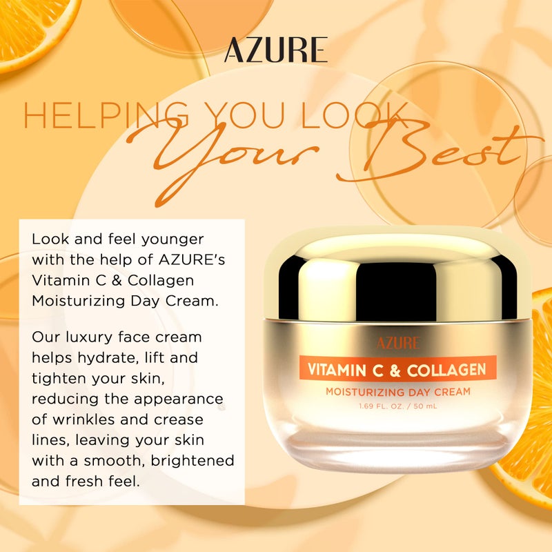 Azure Cosmetics Vitamin C & Collagen Face Moisturizer - Dermatologist Tested, Anti-Aging, Skin Tightening & Brightening, Clean, Cruelty-Free Face Cream - Korean Skin Care - All Skin Types - 1.69 fl oz - Image 2